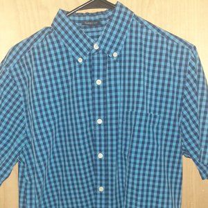 Medium blue short sleeved button down